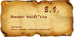Bondor Valéria névjegykártya